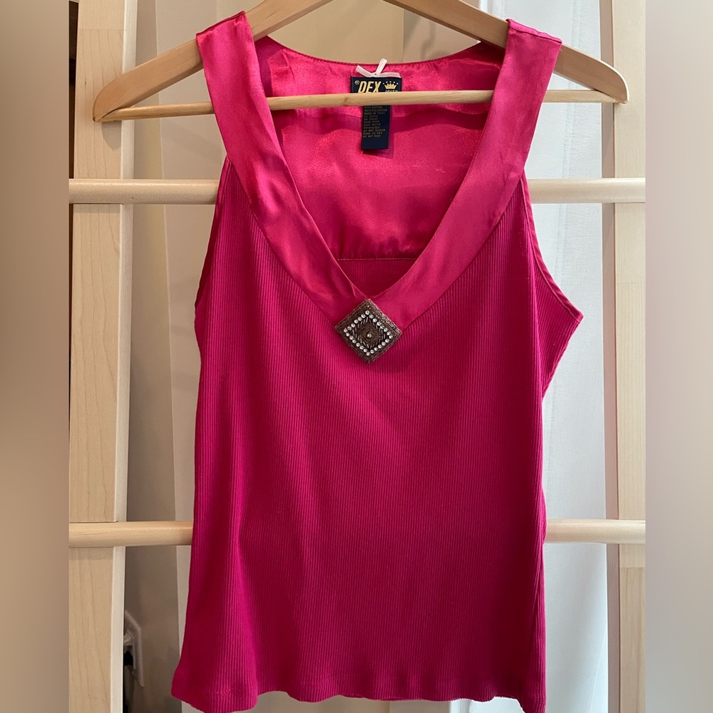 NWOT Dex satin and ribbed cotton tank top.